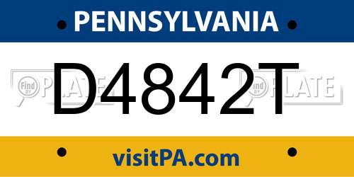 D4842T Pennsylvania License Plate
