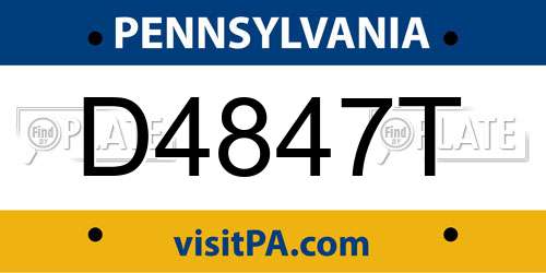 D4847T Pennsylvania License Plate