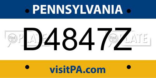 D4847Z Pennsylvania License Plate
