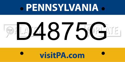 D4875G Pennsylvania License Plate