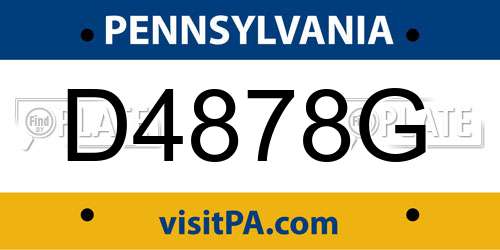 D4878G Pennsylvania License Plate