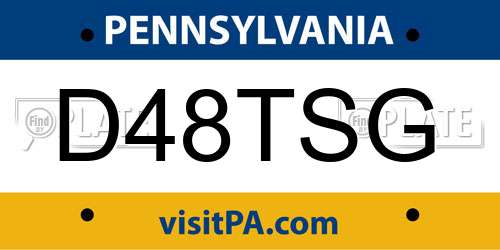 D48TSG Pennsylvania License Plate