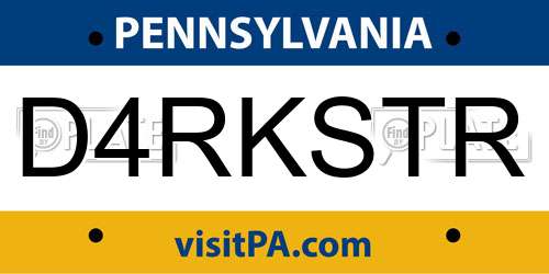 D4RKSTR Pennsylvania License Plate
