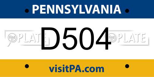 D504 Pennsylvania License Plate