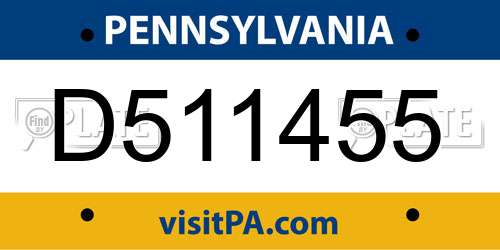 D511455 Pennsylvania License Plate