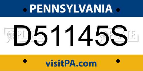 D51145S Pennsylvania License Plate