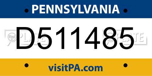D511485 Pennsylvania License Plate