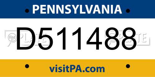 D511488 Pennsylvania License Plate
