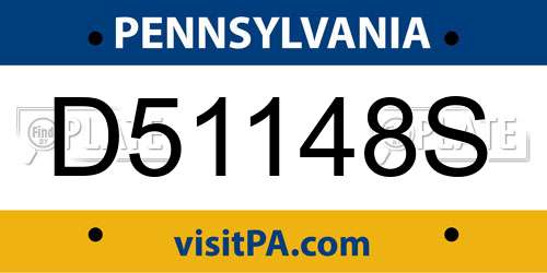 D51148S Pennsylvania License Plate