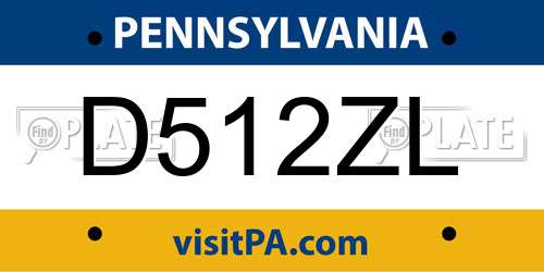 D512ZL Pennsylvania License Plate