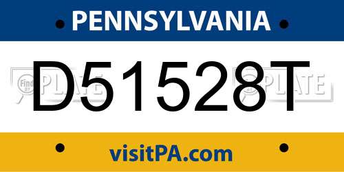 D51528T Pennsylvania License Plate