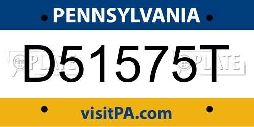 D51575T Pennsylvania License Plate