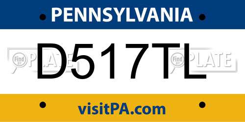 D517TL Pennsylvania License Plate