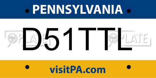 D51TTL Pennsylvania License Plate