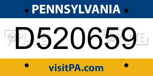 D520659 Pennsylvania License Plate