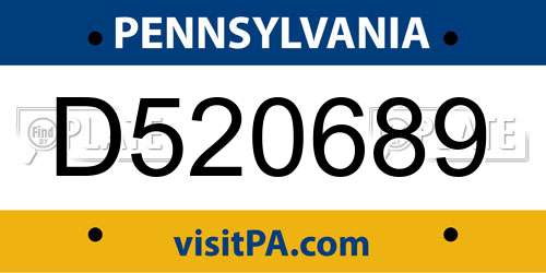 D520689 Pennsylvania License Plate