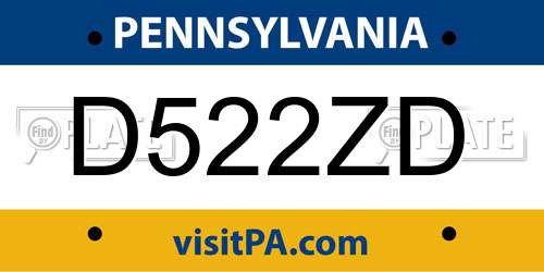 D522ZD Pennsylvania License Plate