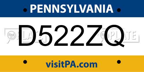 D522ZQ Pennsylvania License Plate