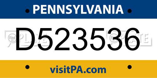 D523536 Pennsylvania License Plate