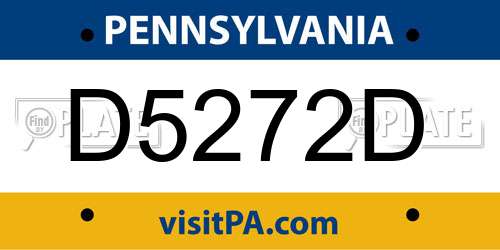 D5272D Pennsylvania License Plate