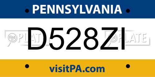 D528ZI Pennsylvania License Plate