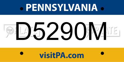 D5290M Pennsylvania License Plate