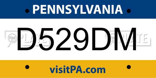 D529DM Pennsylvania License Plate