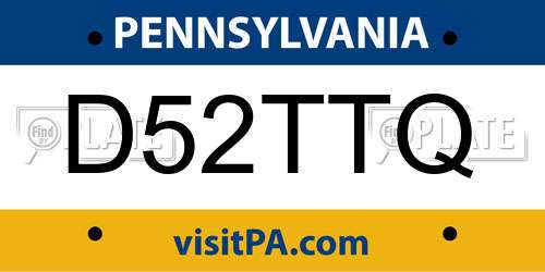 D52TTQ Pennsylvania License Plate