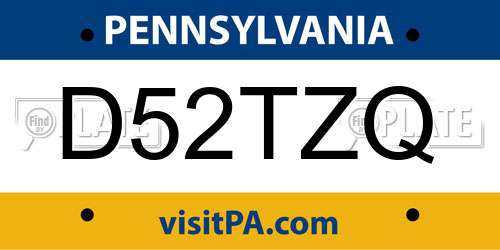 D52TZQ Pennsylvania License Plate