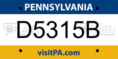 D5315B Pennsylvania License Plate