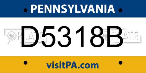 D5318B Pennsylvania License Plate