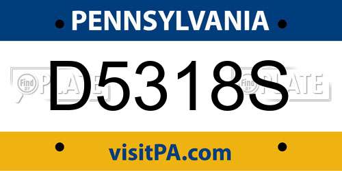 D5318S Pennsylvania License Plate