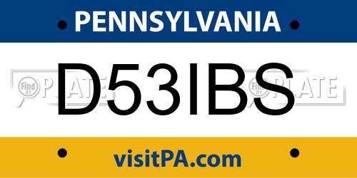 D53IBS Pennsylvania License Plate