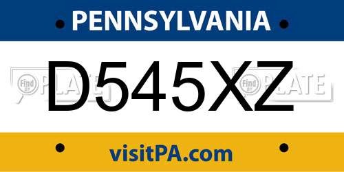 D545XZ Pennsylvania License Plate