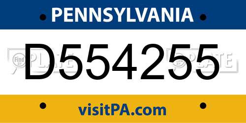 D554255 Pennsylvania License Plate
