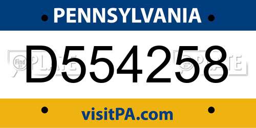 D554258 Pennsylvania License Plate