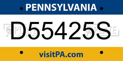 D55425S Pennsylvania License Plate