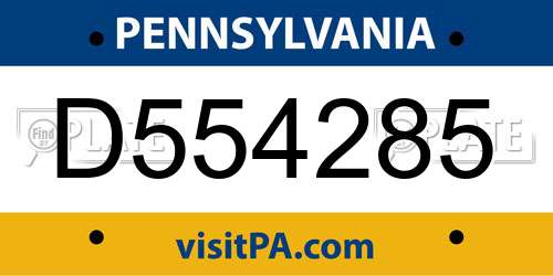 D554285 Pennsylvania License Plate