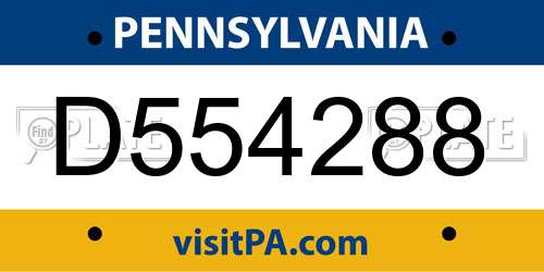 D554288 Pennsylvania License Plate