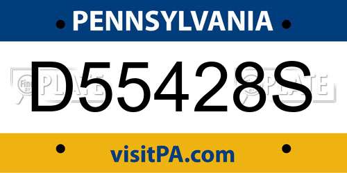 D55428S Pennsylvania License Plate