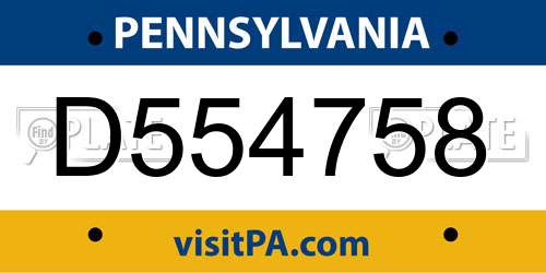 D554758 Pennsylvania License Plate
