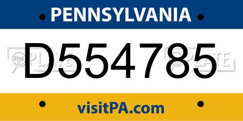 D554785 Pennsylvania License Plate