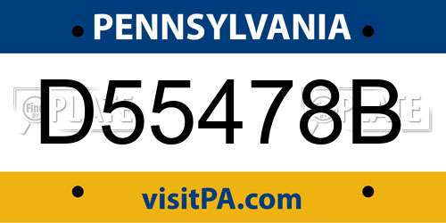 D55478B Pennsylvania License Plate