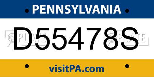 D55478S Pennsylvania License Plate