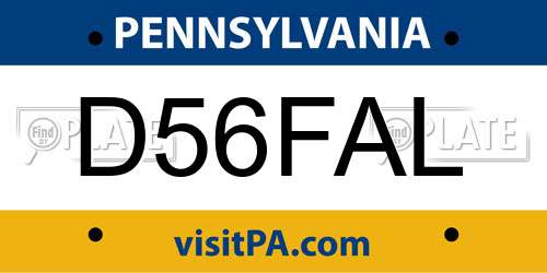 D56FAL Pennsylvania License Plate