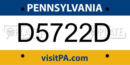 D5722D Pennsylvania License Plate