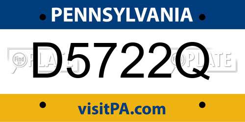 D5722Q Pennsylvania License Plate