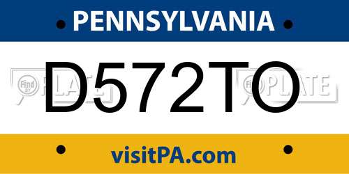 D572TO Pennsylvania License Plate