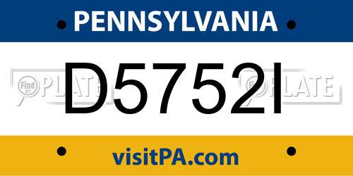 D5752I Pennsylvania License Plate