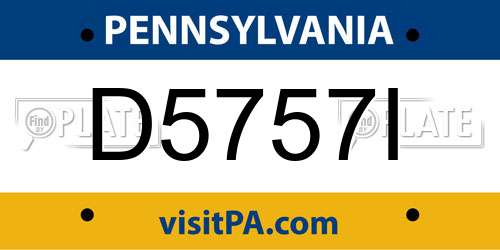 D5757I Pennsylvania License Plate